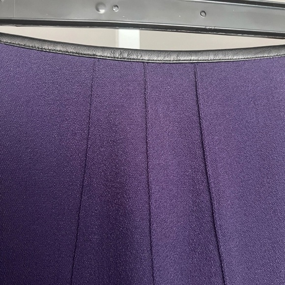 VTG Claude Montana Purple Pencil Skirt SZ 42/M Faux Leather Trim Classic Retro - Picture 3 of 10